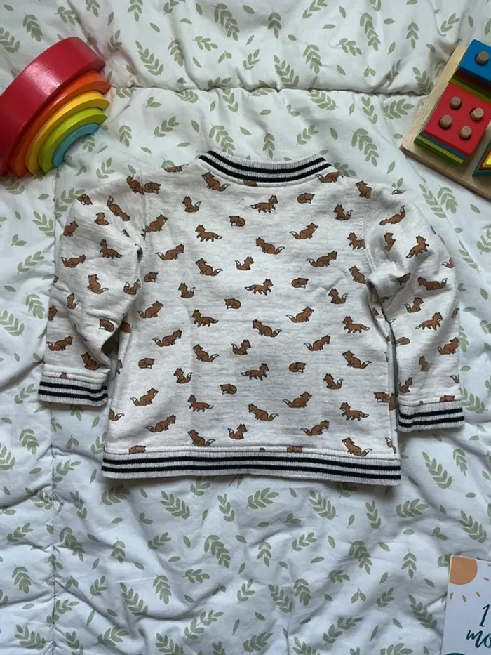 sweat col rond beige motifs renards 18 mois bout'chou - photo numéro 8