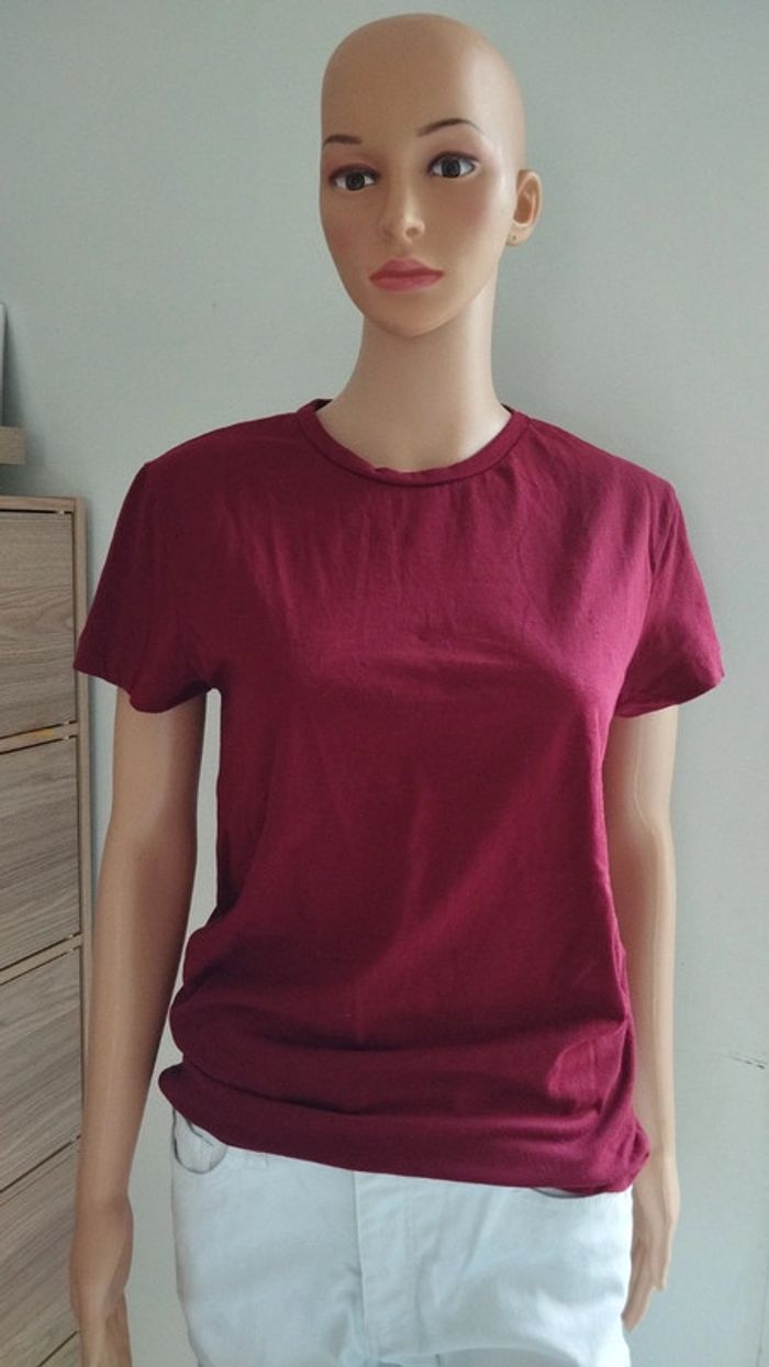 Tee-shirt bordeaux femme taille s - photo numéro 2