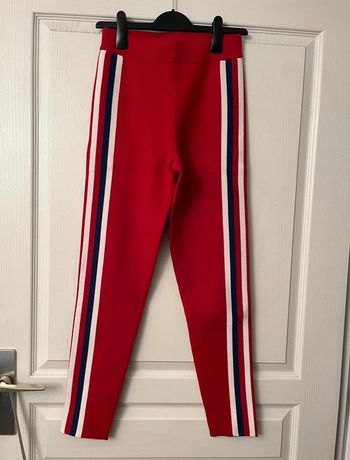 Legging rouge Claudie pierlot taille 1 avec bande bleu et blanc sur le côté