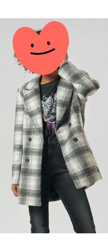 Manteau à carreaux gris et blanc Kaporal