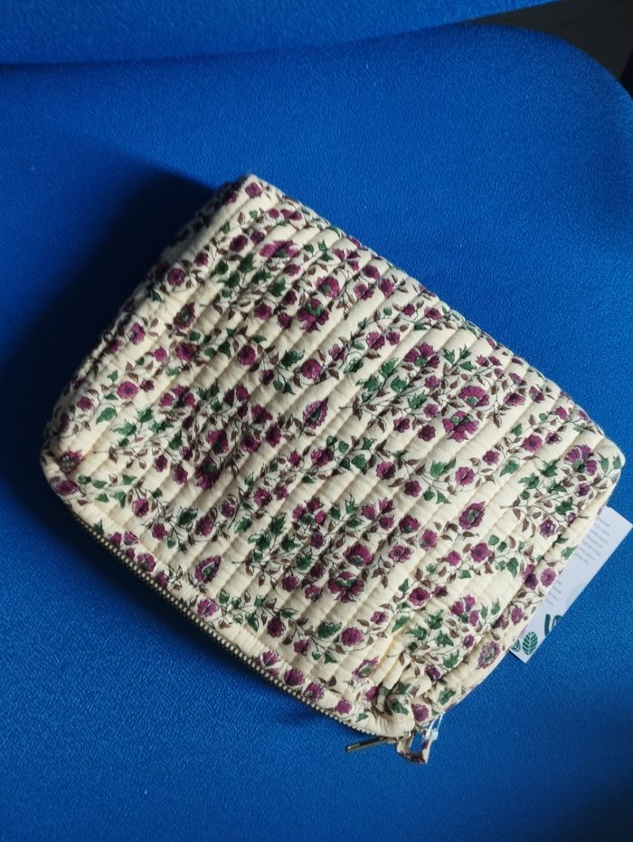 Grande trousse de toilette coton fait main/trousse de voyage/trousse de maquillage/trousse en coton - photo numéro 7