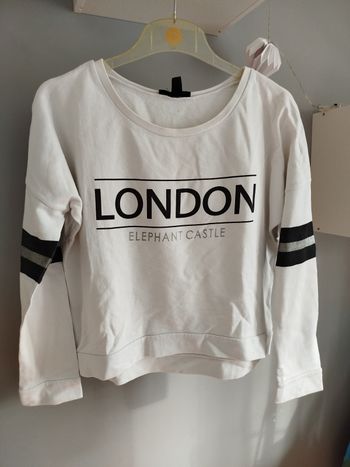 Sweat blanc LONDON taille S Jennyfer