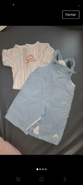 Ensemble salopette + tee-shirt manche longue garçon 3 mois