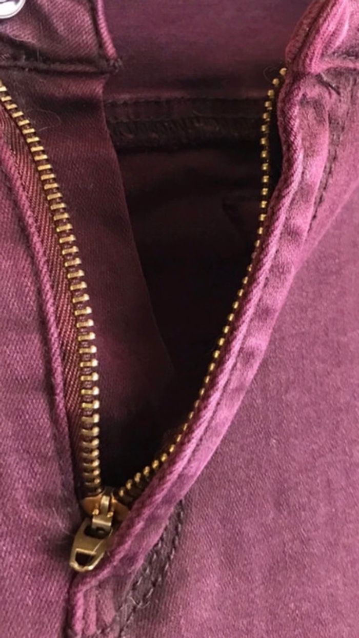 Jean effet déchiré, Denim, bordeaux, taille 42 - photo numéro 8