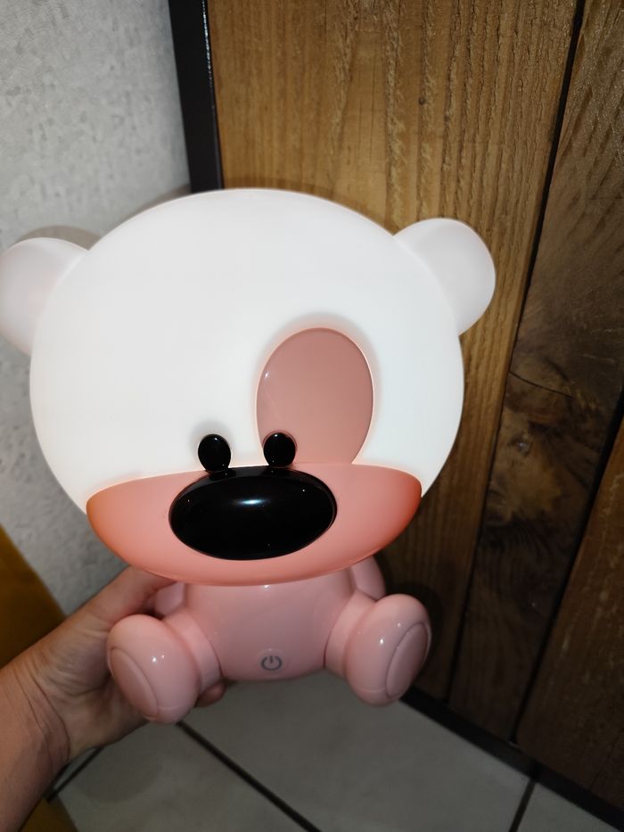 Lampe veilleuse enfant ourson rose Nestor - photo numéro 4