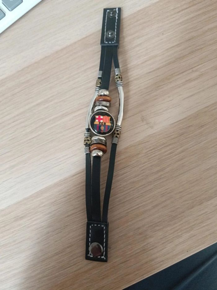 Bracelet cuir 3 rangs FC Barcelone barca - photo numéro 2