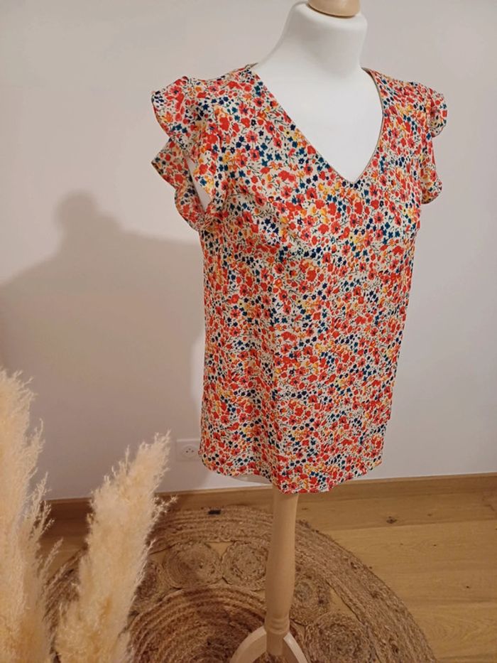 Blouse chic colorée fleurie neuve By One taille S/M 36/38 - photo numéro 6