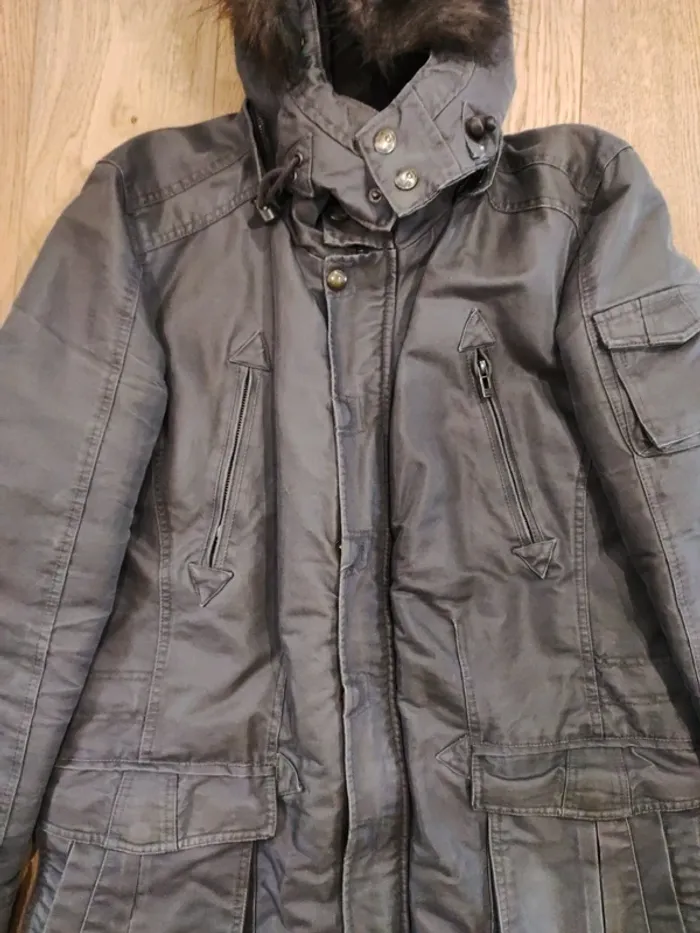 Manteau gris foncé avec capuche amovible - L - photo numéro 8