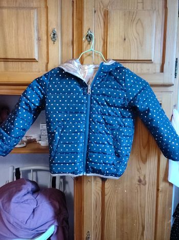 Veste réversible bleu à pois et doré