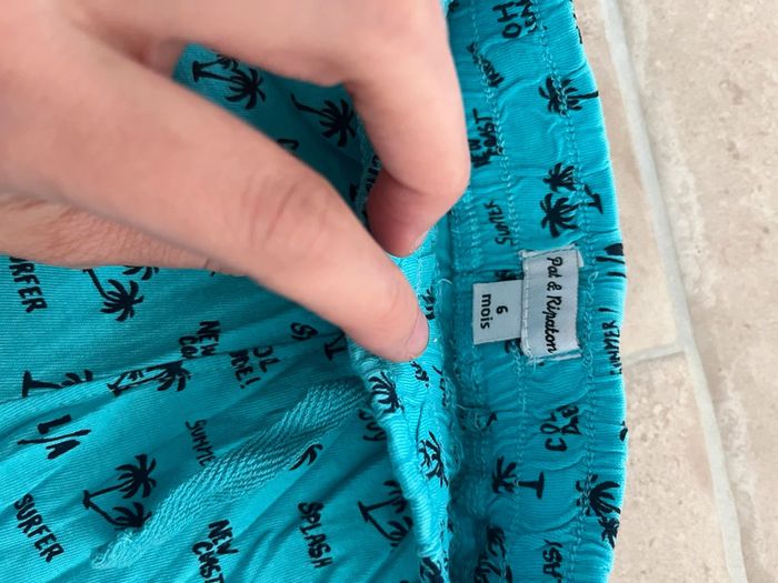 Short turquoise palmiers bébé garçon 6 mois - photo numéro 2