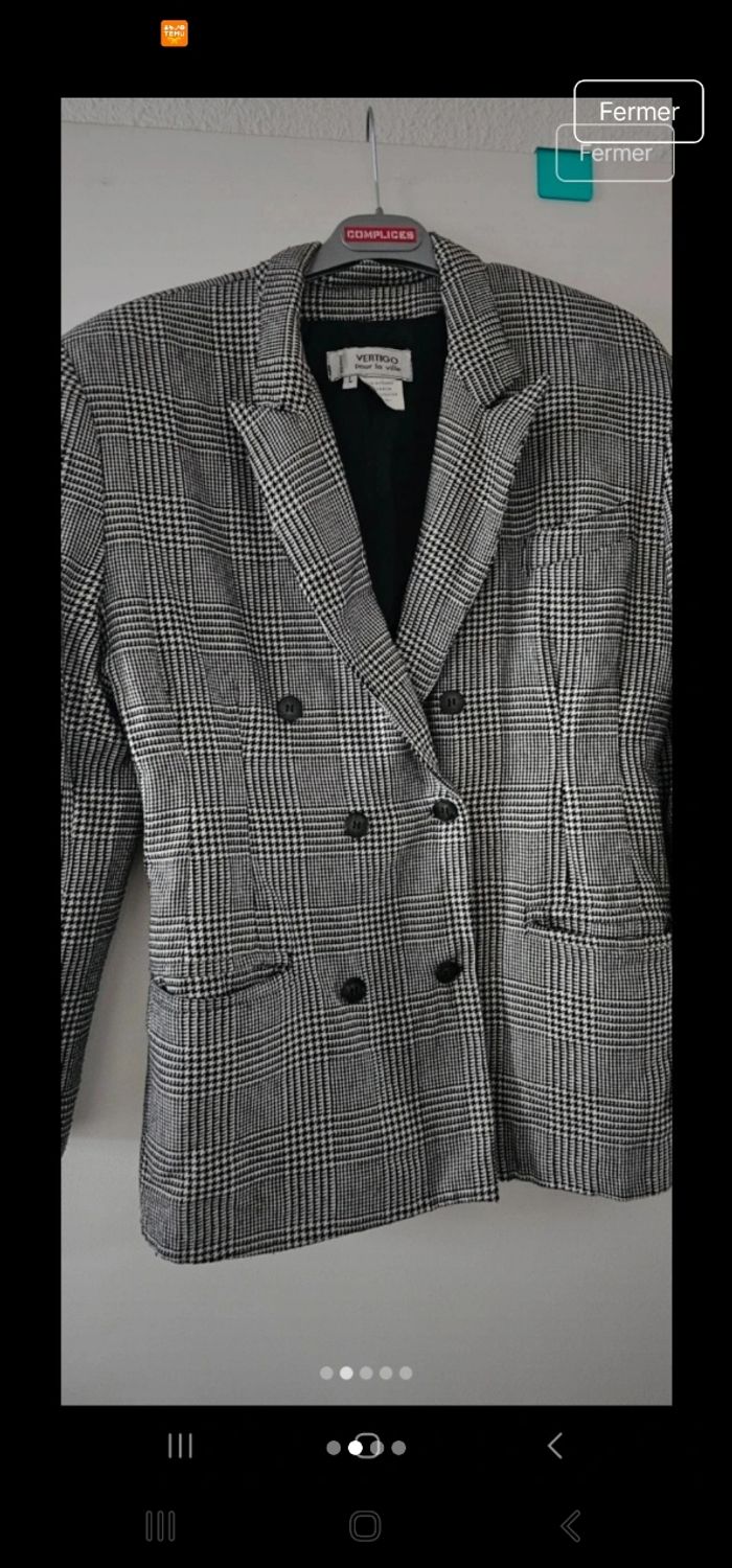 Joli blazer cintré prince de galles Vertigo 40 - photo numéro 2