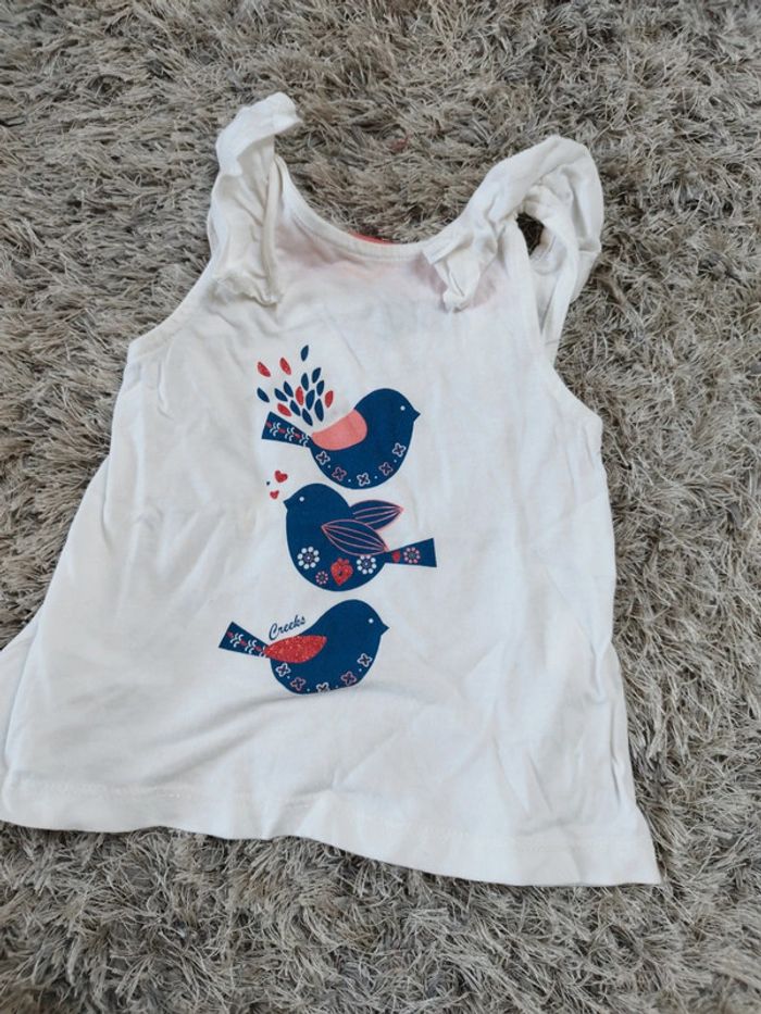 Lot de deux t-shirt bébé fille taille 6 mois été manches courtes - photo numéro 3