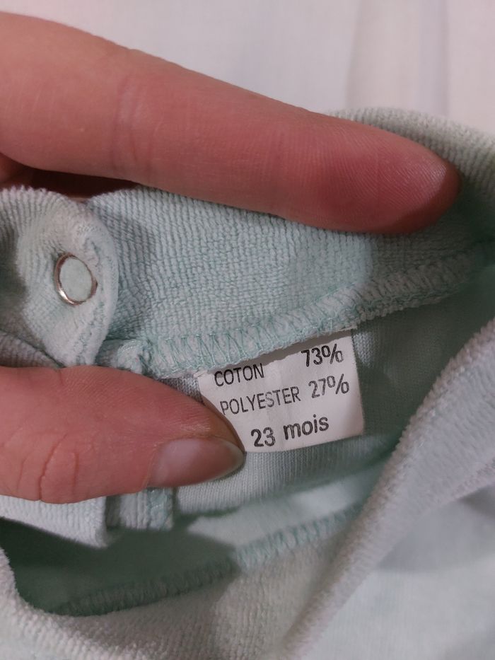 Pyjama dors-bien velours menthe taille 23 mois - photo numéro 4