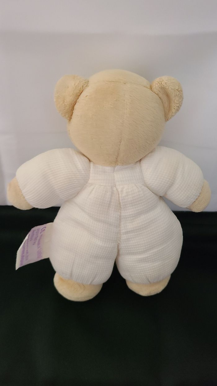 Doudou ours beige blanc noeud marron NOUKIE'S - photo numéro 3