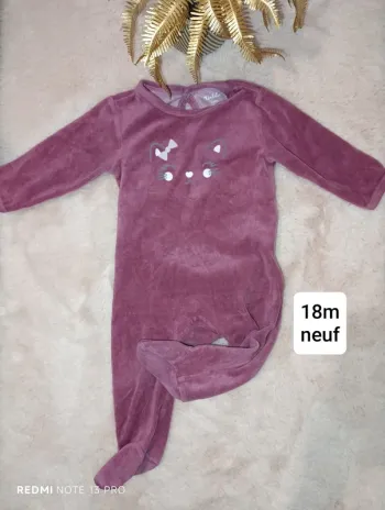 Pyjama violine bordeaux kimbaloo petit chat avec noeud