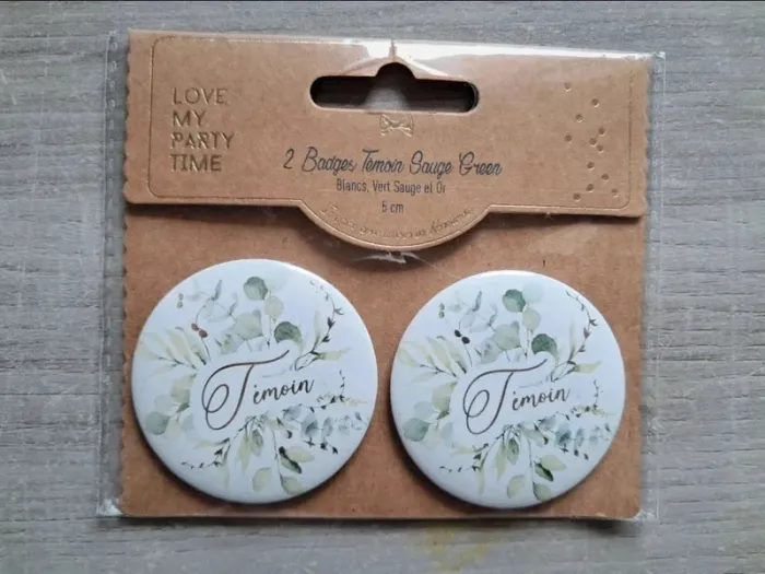 Lot de badge témoin sauge Green 5cm