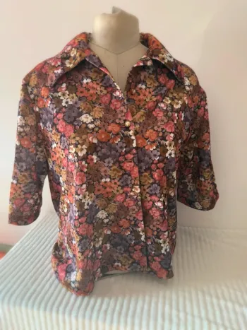 🌸 Chemisier vintage à fleurs - manches 3/4 🌸