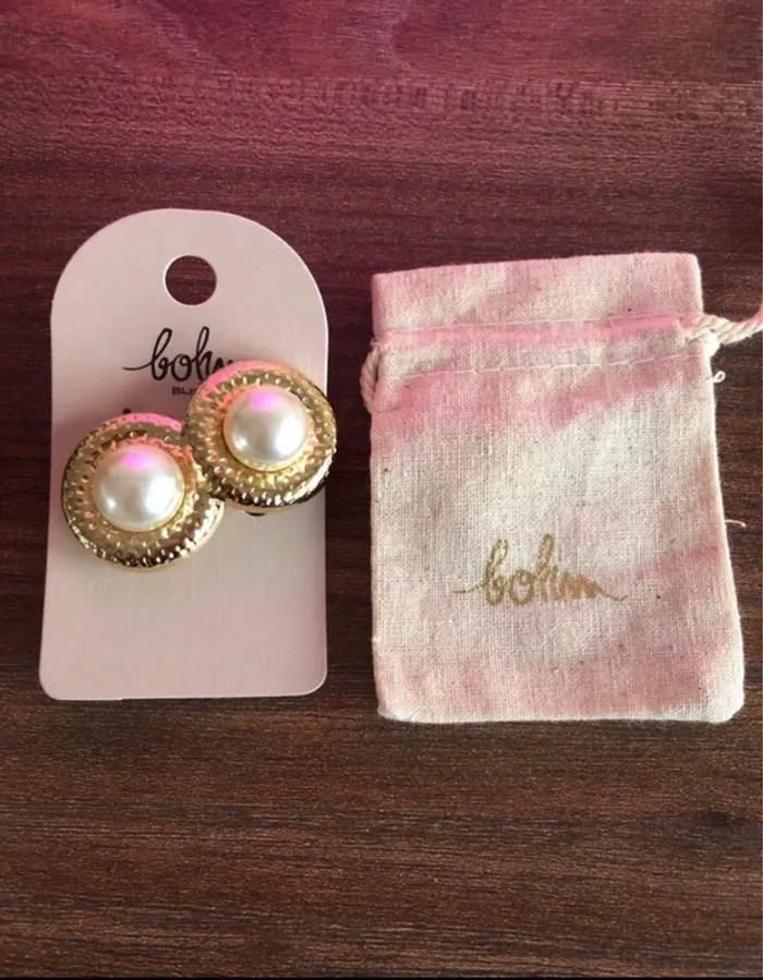 Boucles d’oreilles à Clip dorées perle