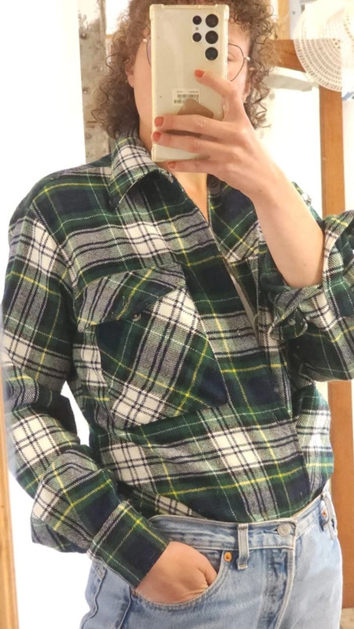 Superbe chemise à carreaux en laine vintage 80s bucheron