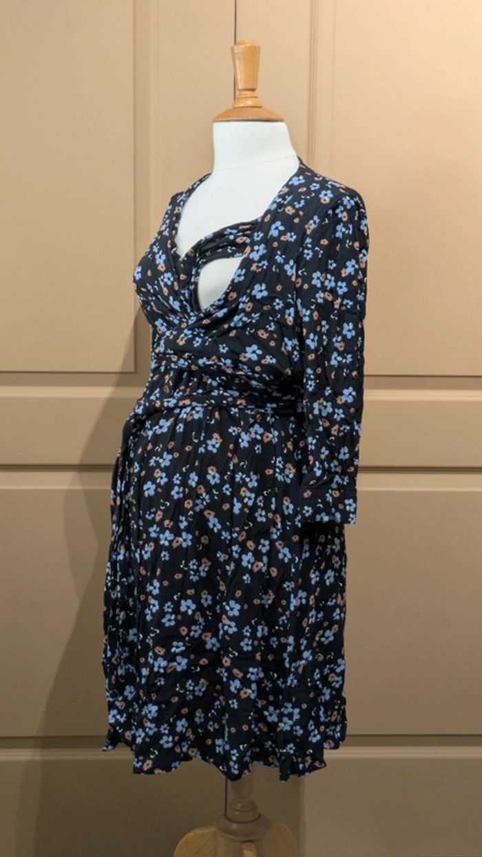Robe de Grossesse & Allaitement - Séraphine - Noire Imprimée - Taille 44 - photo numéro 3