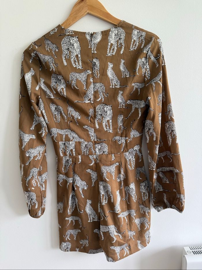 Combishort marron clair avec léopard léopard blanc Shein taille 36 S - photo numéro 5