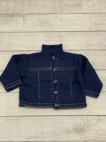 Fait main - Gilet - Bleu marine - 18 mois