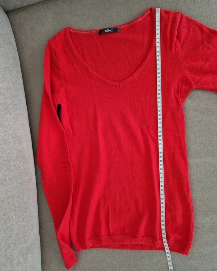 Pull fin rouge col v arrondi Mim - photo numéro 10