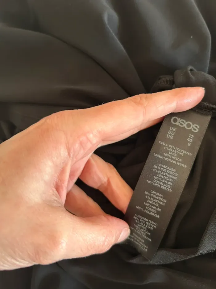 Asos robe longue fourreau noir dentelle, moulante, femme, taille 40 - photo numéro 10