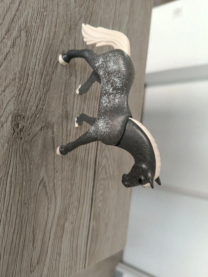 Cheval gris playmobil horse tacheté blanc - photo numéro 2