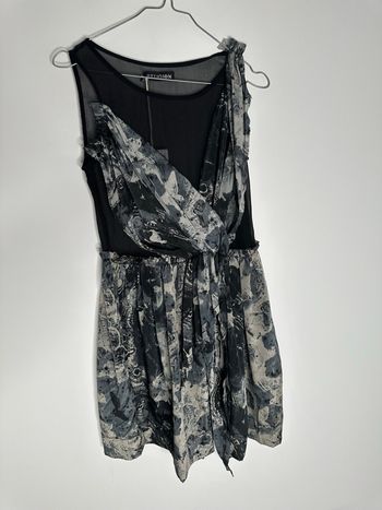 Robe bariolée noire et grise tulle mesh neuve Religion T34 XS