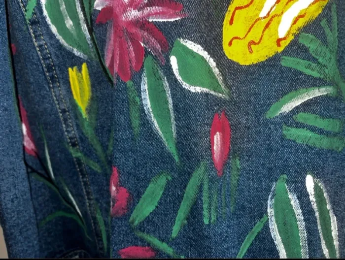 Originale Veste en jeans peindre à la main , M/ L , Neuf - IVIVI - photo numéro 15