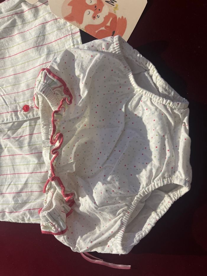 Ensemble vêtement fille robe +culotte 1 mois - photo numéro 2