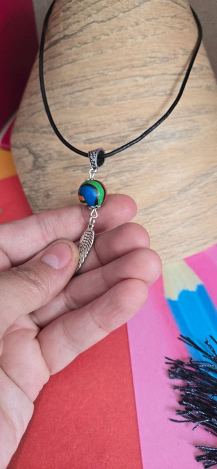 Collier perle multicolore fimo neuf - photo numéro 4