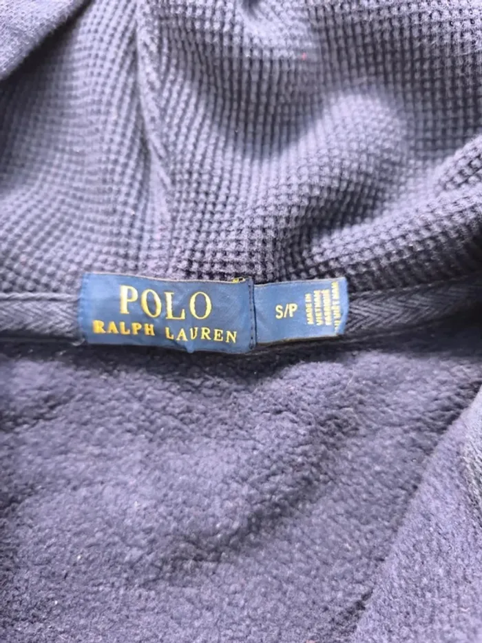 Sweat capuche zippé homme Ralph Lauren taille S bleu marine logo jaune - trou manche - photo numéro 8