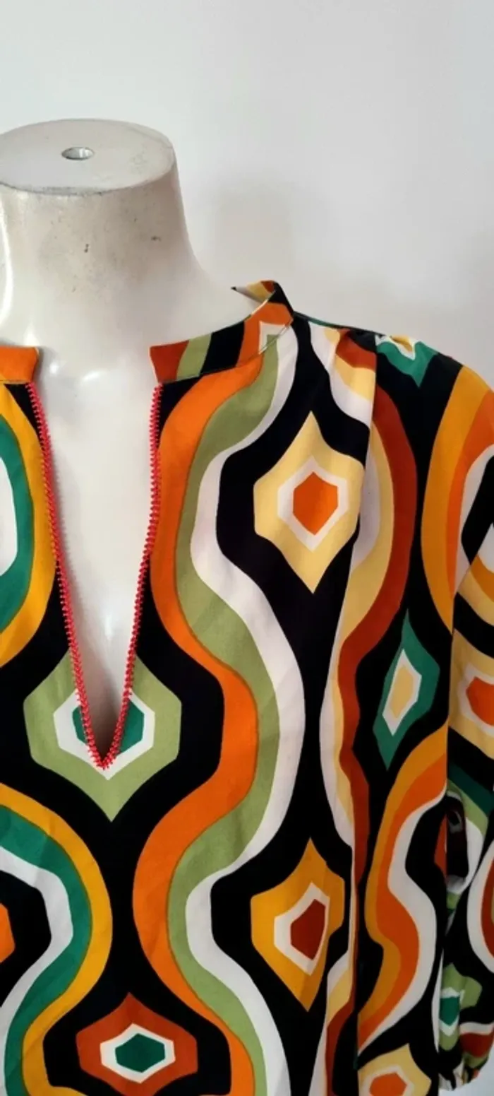 Blouse ysha imprimée graphique multicolore neuve avec étiquette 38 - photo numéro 7