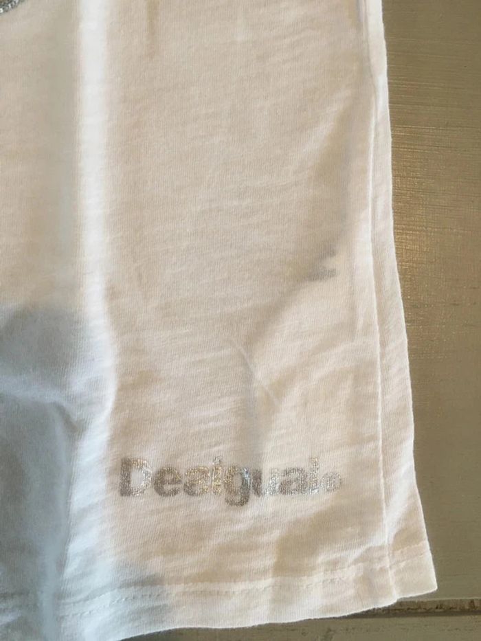 Tee shirt blanc à paillettes fille Desigual 8 ans - photo numéro 5