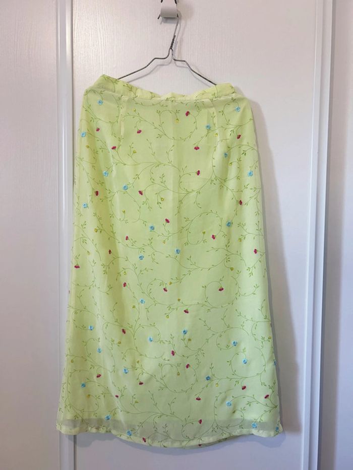 Jupe longue fluide à fleurs fendue - photo numéro 2