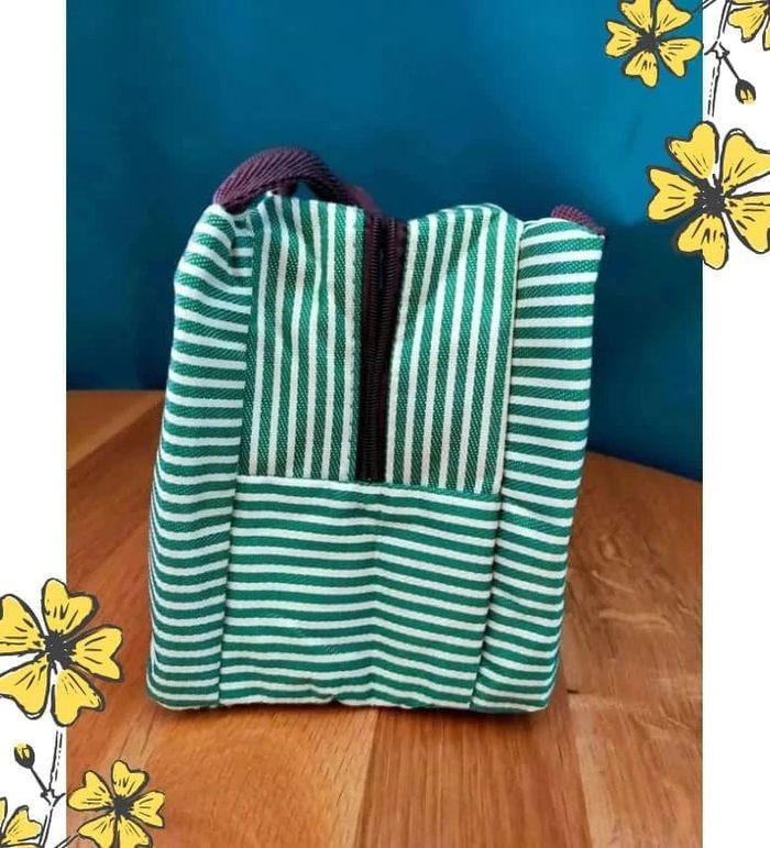 Sac isotherme rayé vert – Compact & pratique - lunchbox d’été - photo numéro 10