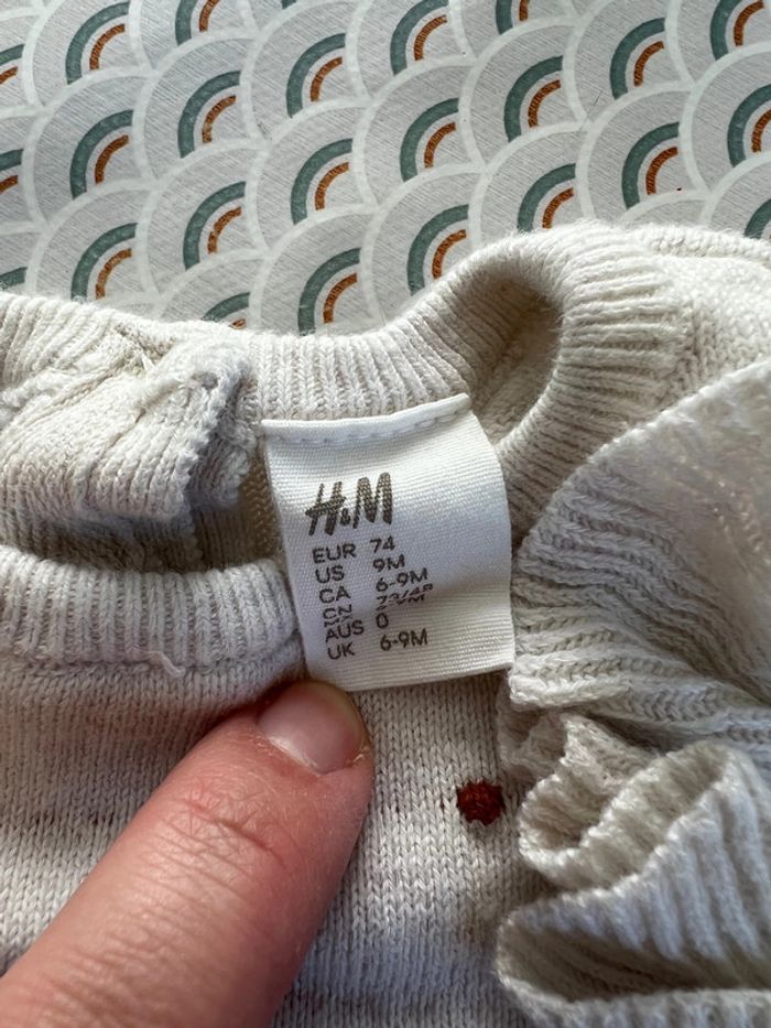 Pull bébé H&M taille 9 mois 74cm - photo numéro 3