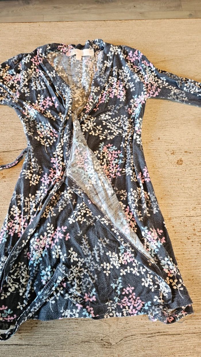 Robe cache coeur à manches longues, grise avec fleurs, Pirouette, 6 ans - photo numéro 7