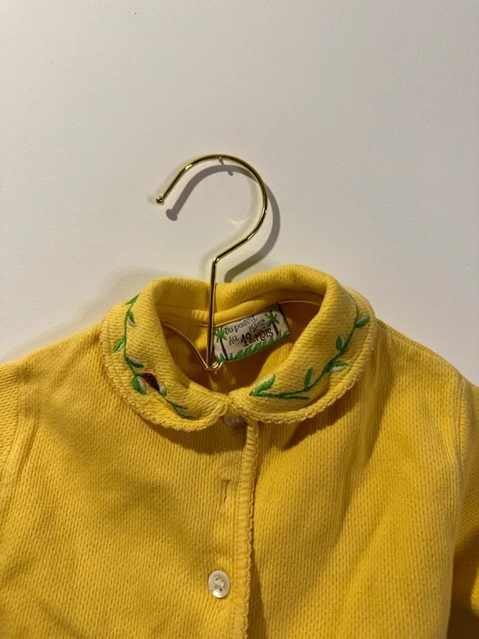 Gilet vintage col Claudine jaune avec petites fleurs du pareil au meme 12 mois - photo numéro 2