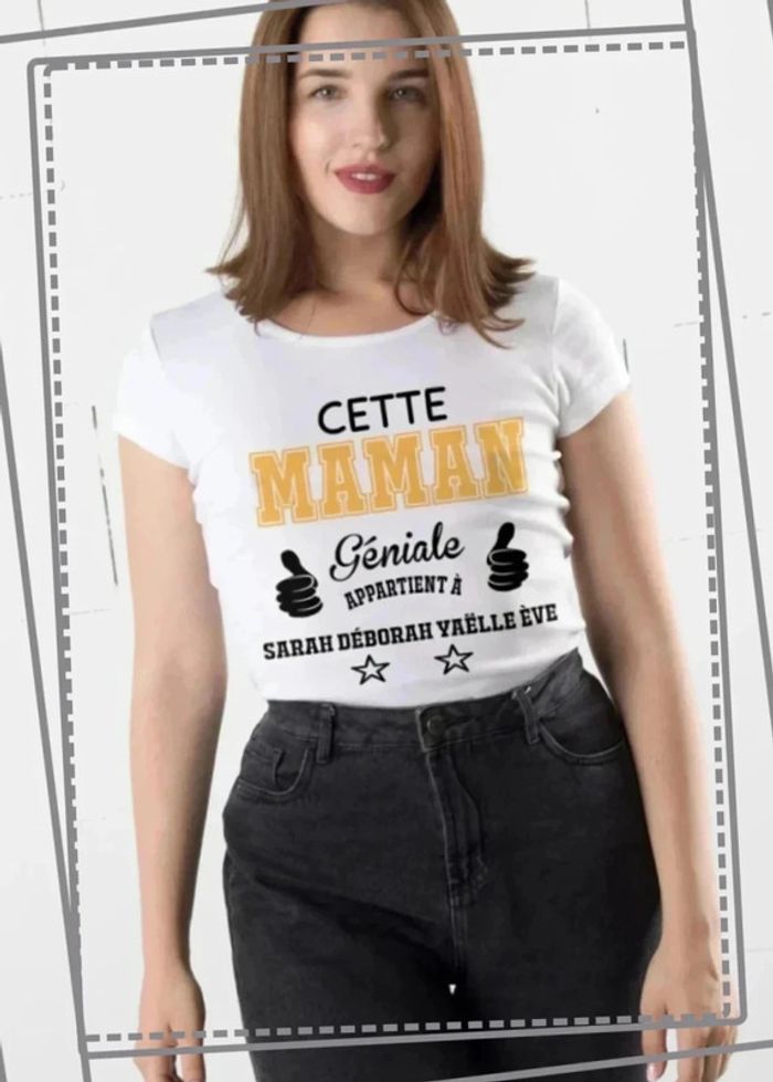 T-shirt "Cette Maman Géniale appartient à" - Cadeau Unique pour la Fête des Mères - photo numéro 4
