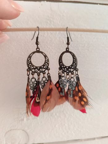 Boucles d'oreilles fantaisie rouge orangé