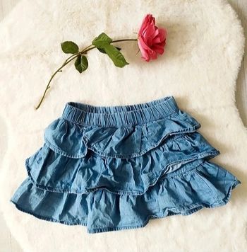 Jupe à volants en coton façon jean 3 ans