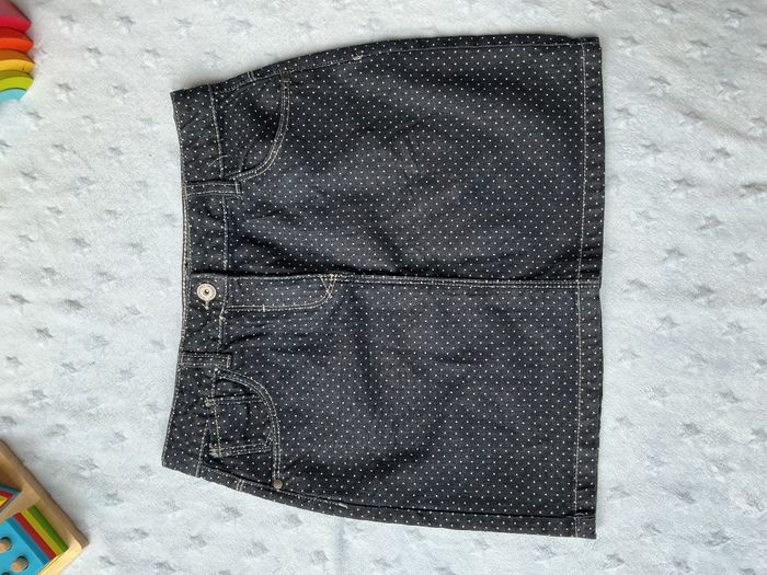 jupe en jean marine à pois blanc taille réglable 14 ans vertbaudet - photo numéro 3