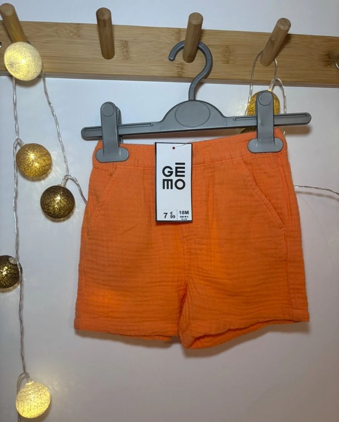 Short orange gaz de coton gemo
