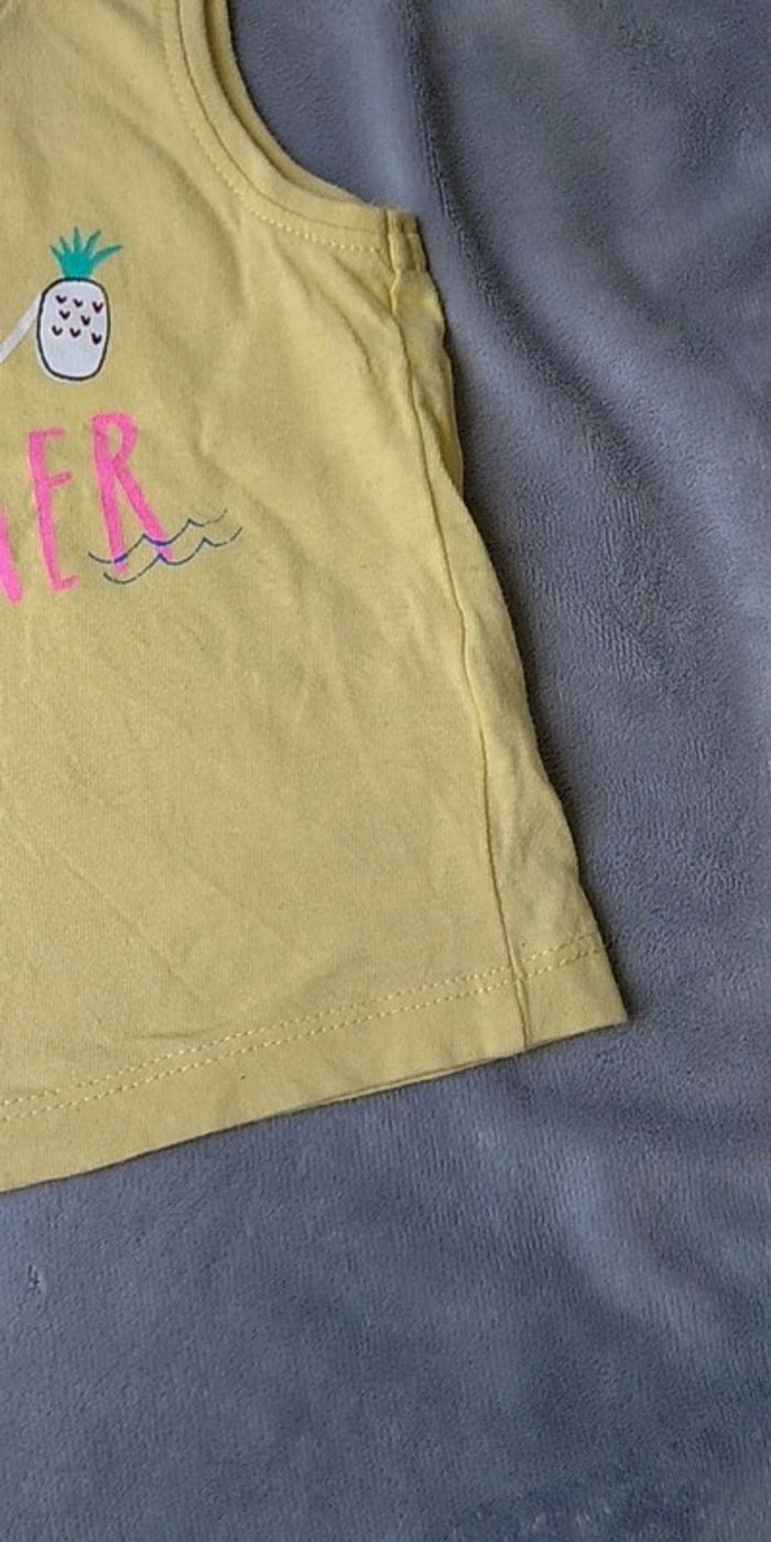 Tee shirt sans manche Fille 6/9 mois "Hello summer" ananas Primark 100% coton - photo numéro 7