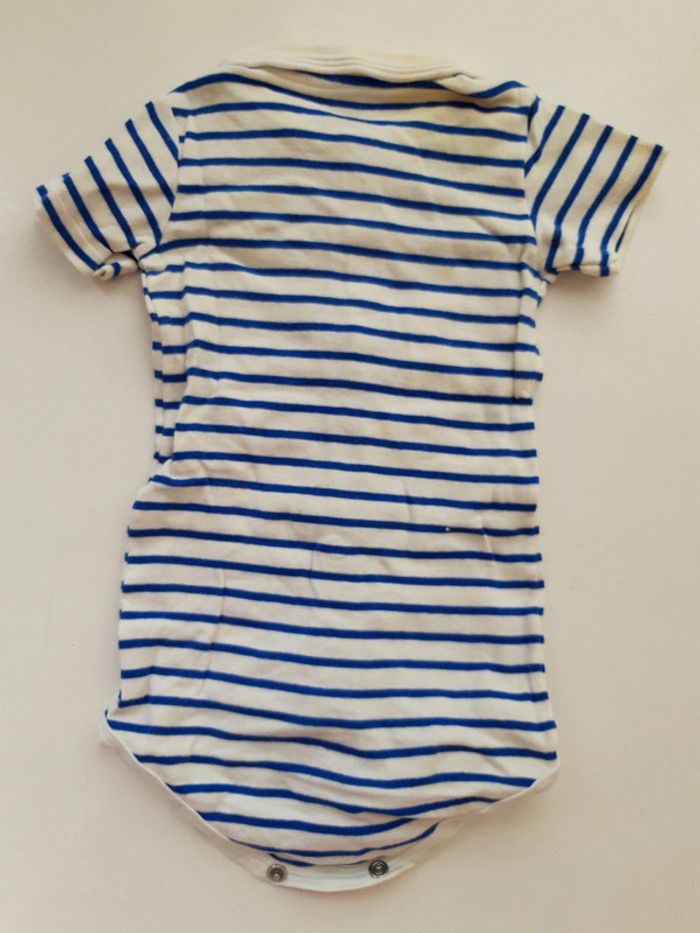 Body manches courtes marinière blanc avec rayure bleu marine Petit bateau, 6 mois 67cm 6mois demi an - photo numéro 4