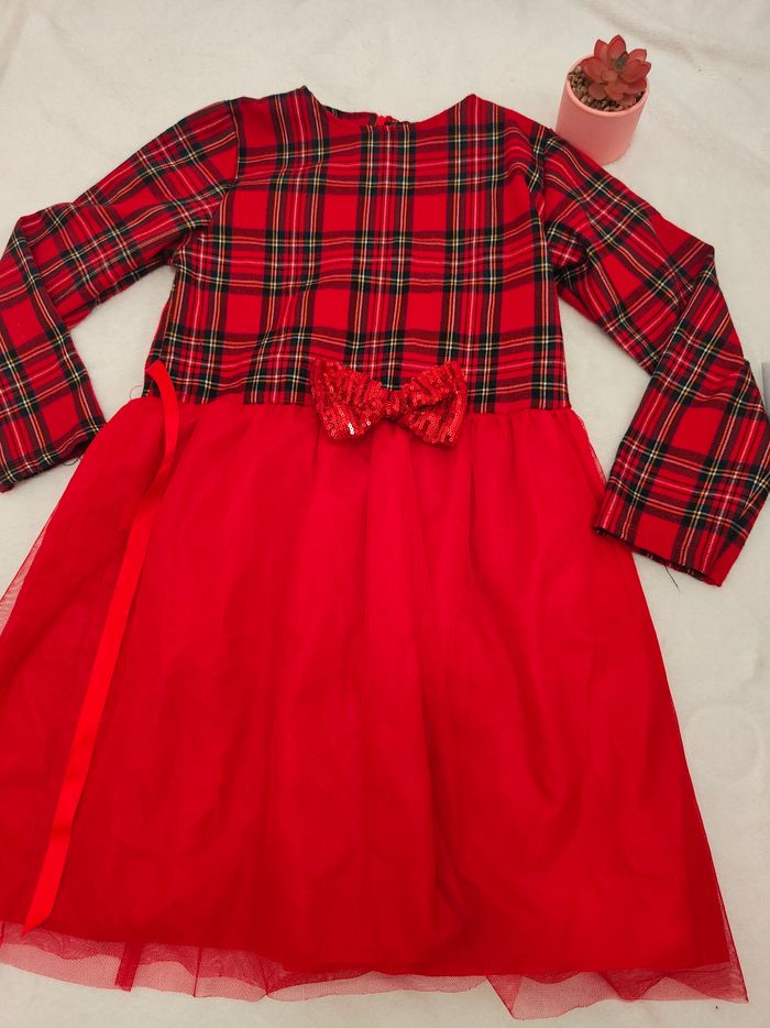 Robe de Noël rouge à carreaux fille