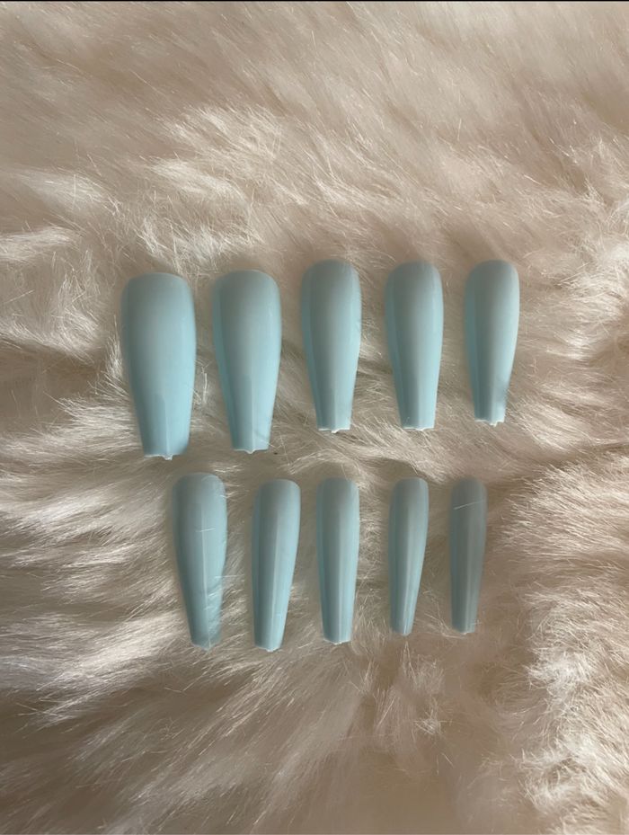 100x Faux ongles turquoise + colle - photo numéro 4